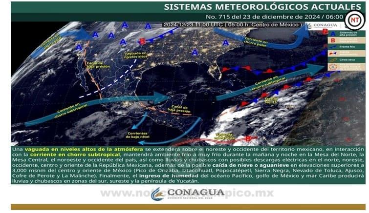 Corriente en chorro polar y frente frío 17 afectará 22 estados de México